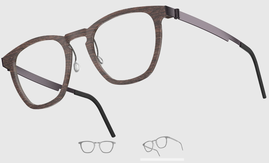 Lindberg Wood and Buffalo Titanium Square Eyeglasses