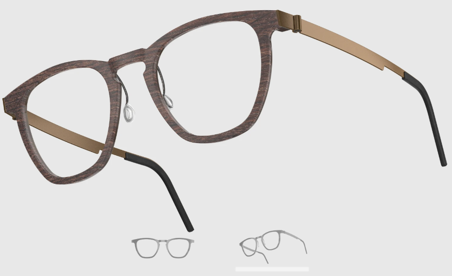 Lindberg Wood and Buffalo Titanium Square Eyeglasses