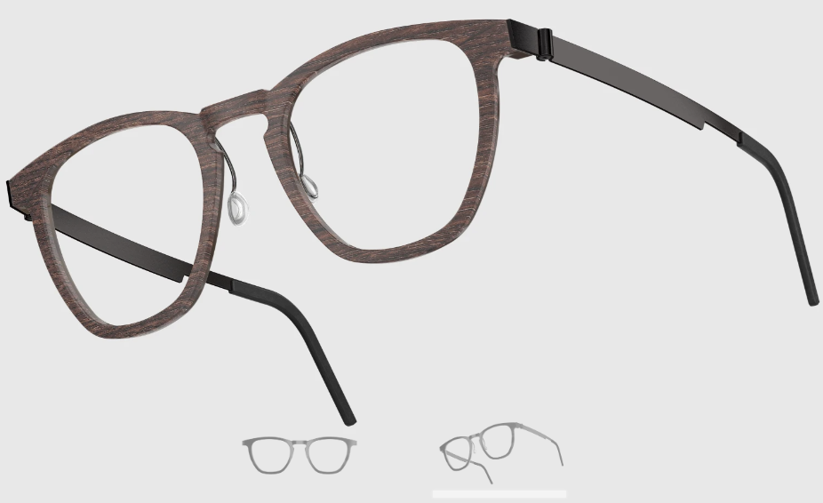 Lindberg Wood and Buffalo Titanium Square Eyeglasses