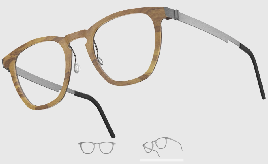 Lindberg Wood and Buffalo Titanium Square Eyeglasses