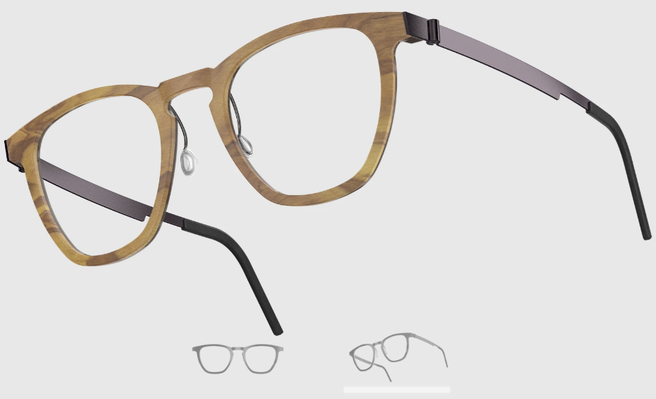 Lindberg Wood and Buffalo Titanium Square Eyeglasses