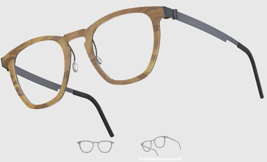 Lindberg Wood and Buffalo Titanium Square Eyeglasses