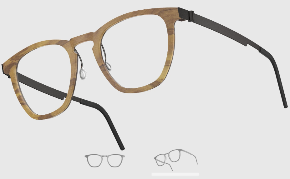 Lindberg Wood and Buffalo Titanium Square Eyeglasses