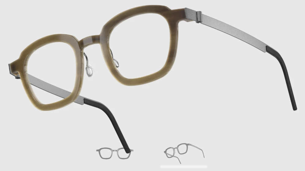 Lindberg Wood and Buffalo Titanium Square Eyeglasses