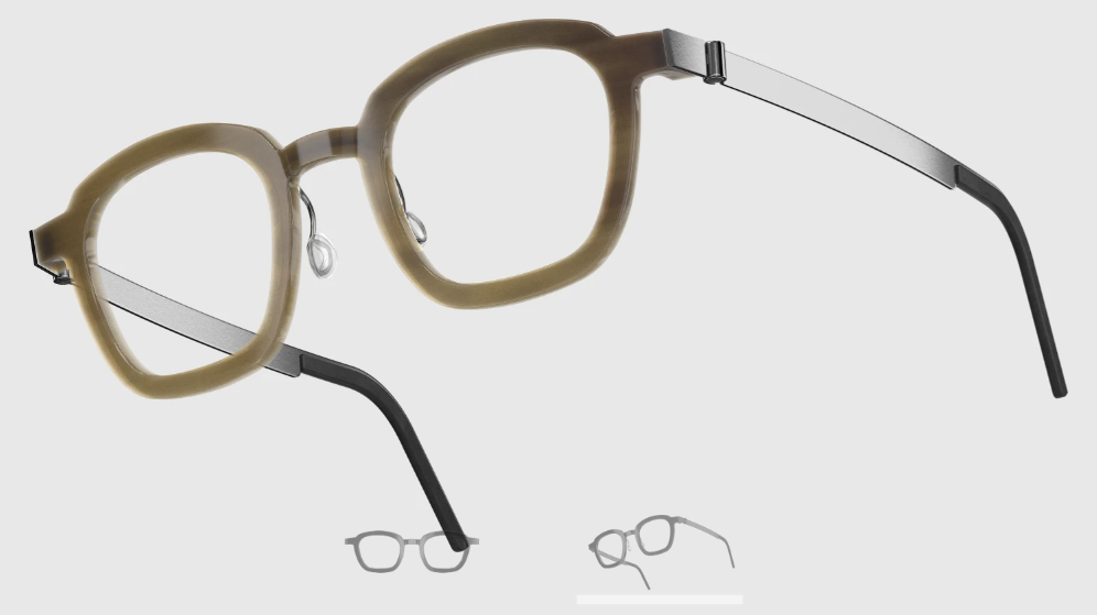 Lindberg Wood and Buffalo Titanium Square Eyeglasses