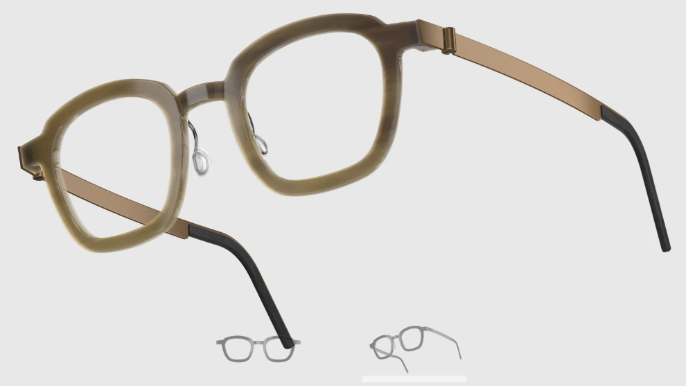 Lindberg Wood and Buffalo Titanium Square Eyeglasses