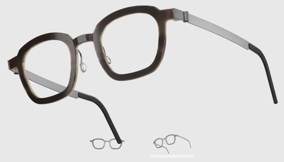 Lindberg Wood and Buffalo Titanium Square Eyeglasses