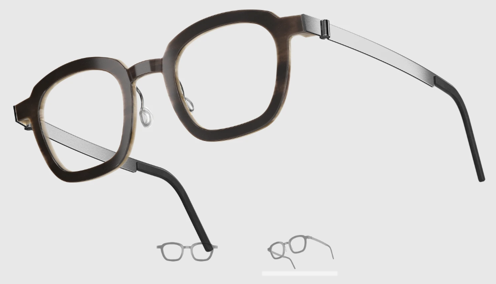 Lindberg Wood and Buffalo Titanium Square Eyeglasses