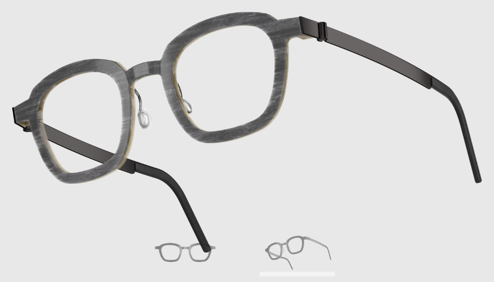 Lindberg Wood and Buffalo Titanium Square Eyeglasses