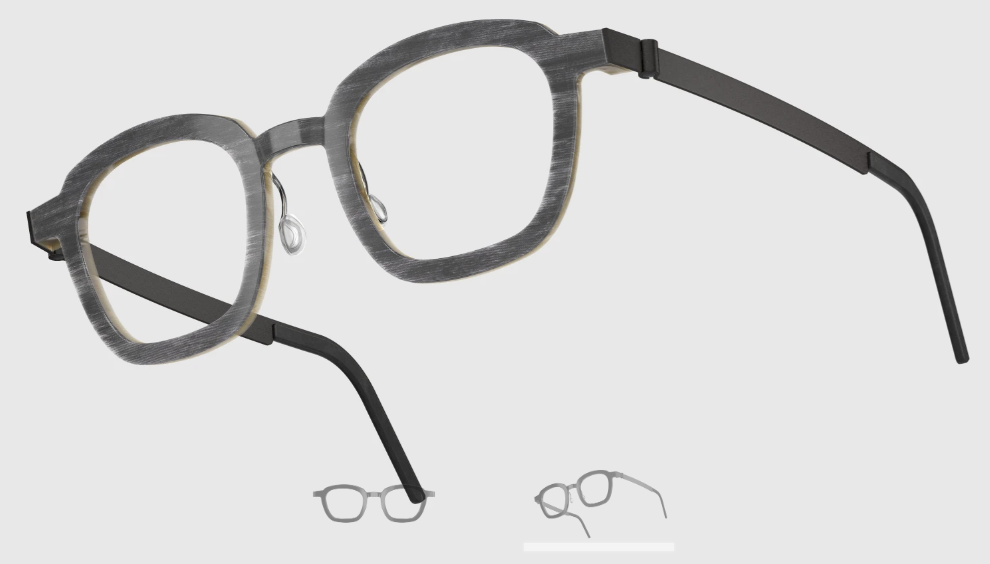 Lindberg Wood and Buffalo Titanium Square Eyeglasses