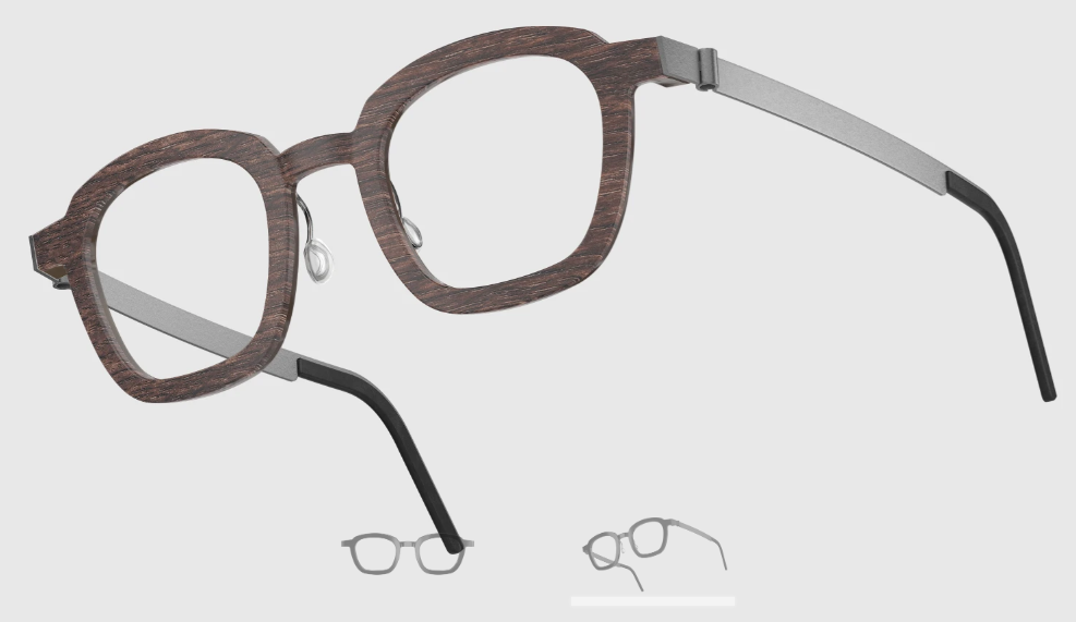 Lindberg Wood and Buffalo Titanium Square Eyeglasses