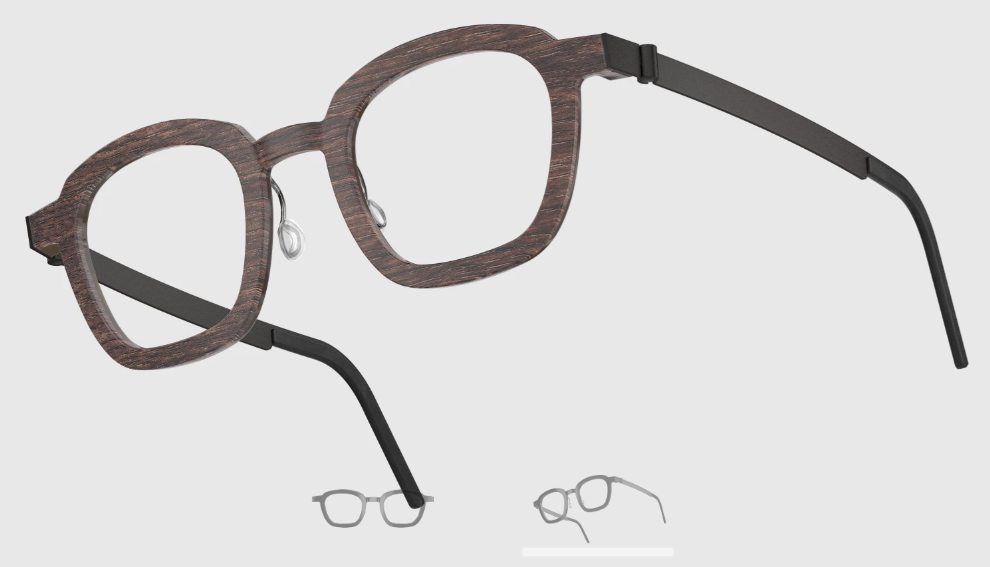 Lindberg Wood and Buffalo Titanium Square Eyeglasses