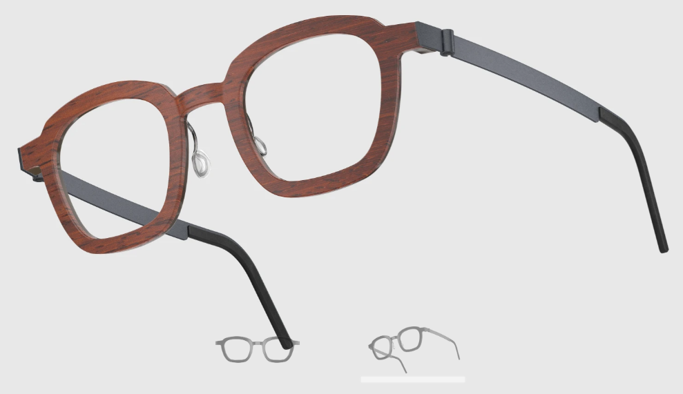 Lindberg Wood and Buffalo Titanium Square Eyeglasses