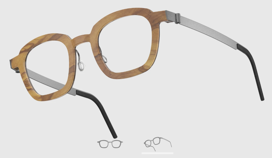 Lindberg Wood and Buffalo Titanium Square Eyeglasses