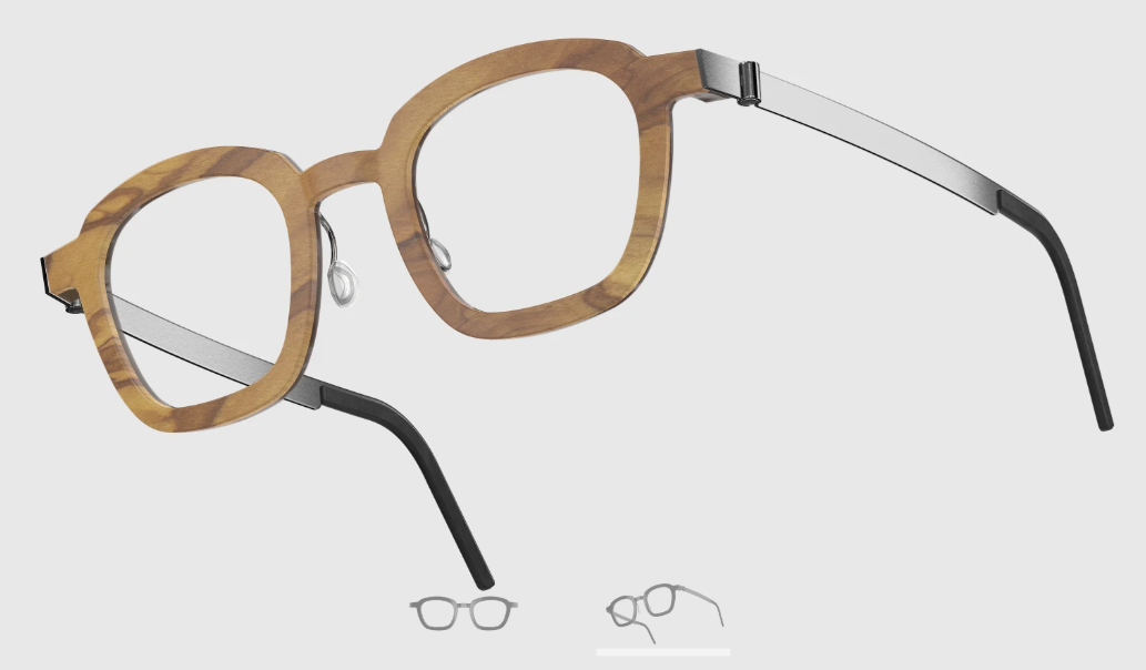 Lindberg Wood and Buffalo Titanium Square Eyeglasses