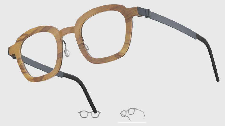 Lindberg Wood and Buffalo Titanium Square Eyeglasses