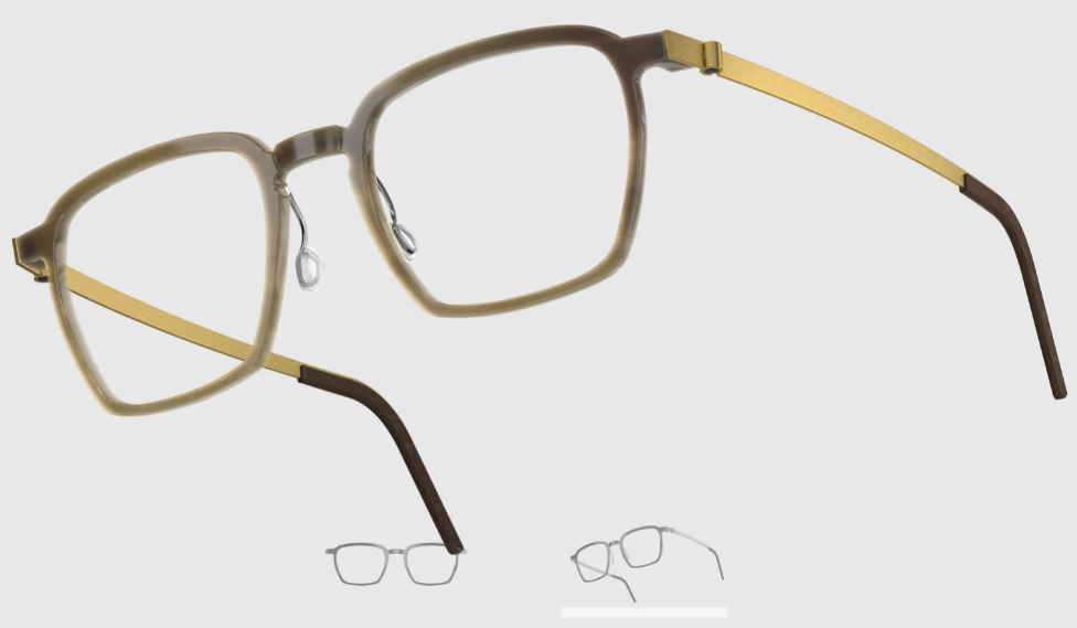 Lindberg Wood and Buffalo Titanium Rectangular Eyeglasses