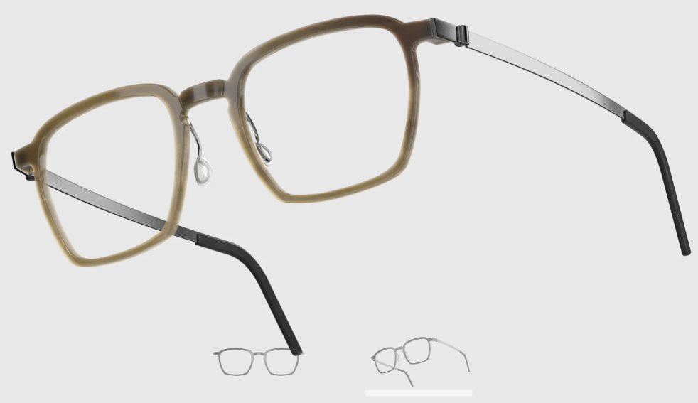 Lindberg Wood and Buffalo Titanium Rectangular Eyeglasses