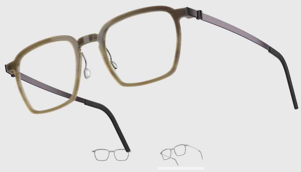 Lindberg Wood and Buffalo Titanium Rectangular Eyeglasses