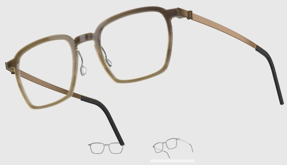 Lindberg Wood and Buffalo Titanium Rectangular Eyeglasses