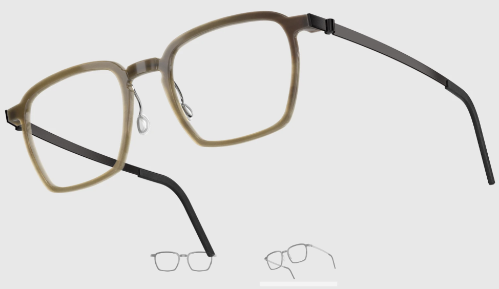 Lindberg Wood and Buffalo Titanium Rectangular Eyeglasses