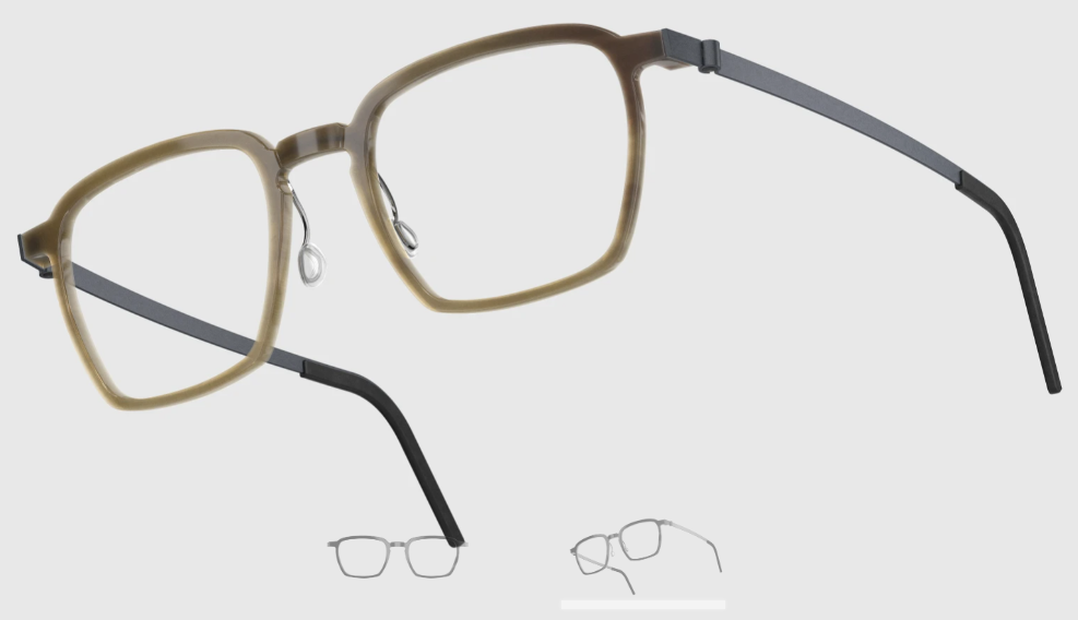 Lindberg Wood and Buffalo Titanium Rectangular Eyeglasses