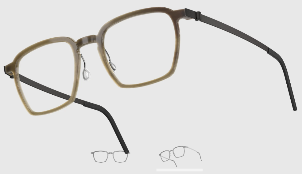 Lindberg Wood and Buffalo Titanium Rectangular Eyeglasses