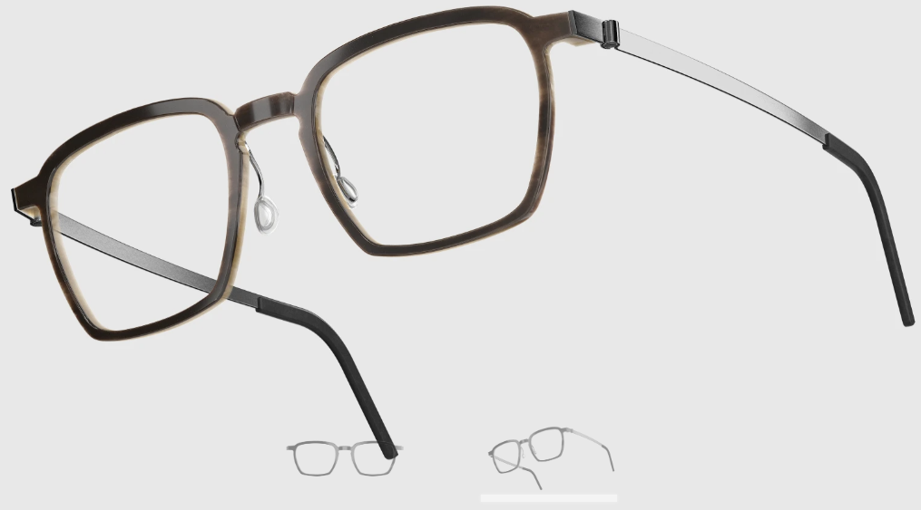 Lindberg Wood and Buffalo Titanium Rectangular Eyeglasses