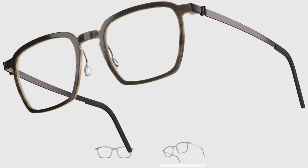 Lindberg Wood and Buffalo Titanium Rectangular Eyeglasses