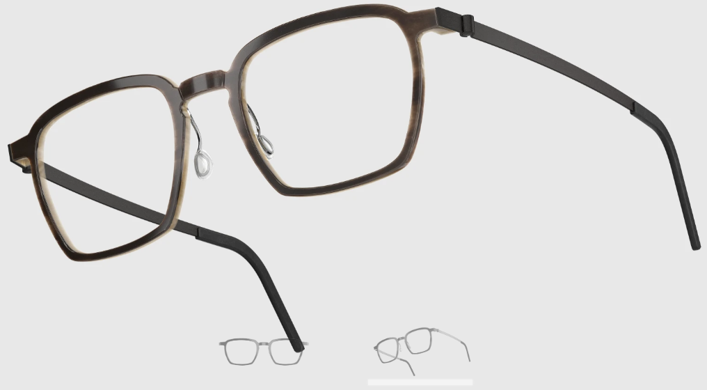 Lindberg Wood and Buffalo Titanium Rectangular Eyeglasses