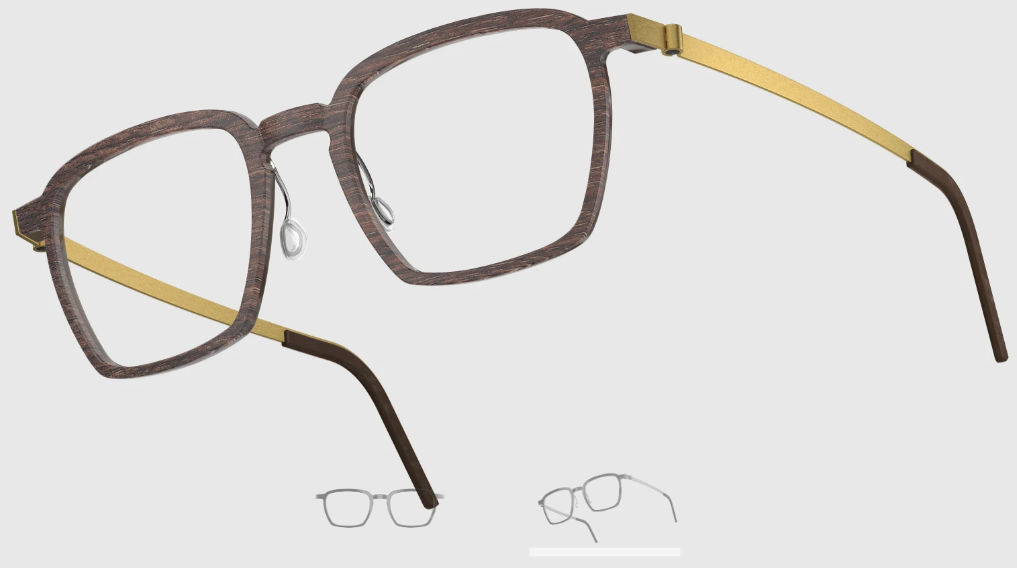 Lindberg Wood and Buffalo Titanium Rectangular Eyeglasses