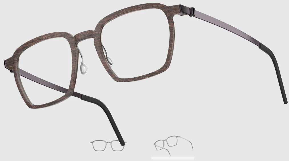 Lindberg Wood and Buffalo Titanium Rectangular Eyeglasses