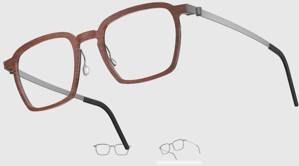 Lindberg Wood and Buffalo Titanium Rectangular Eyeglasses