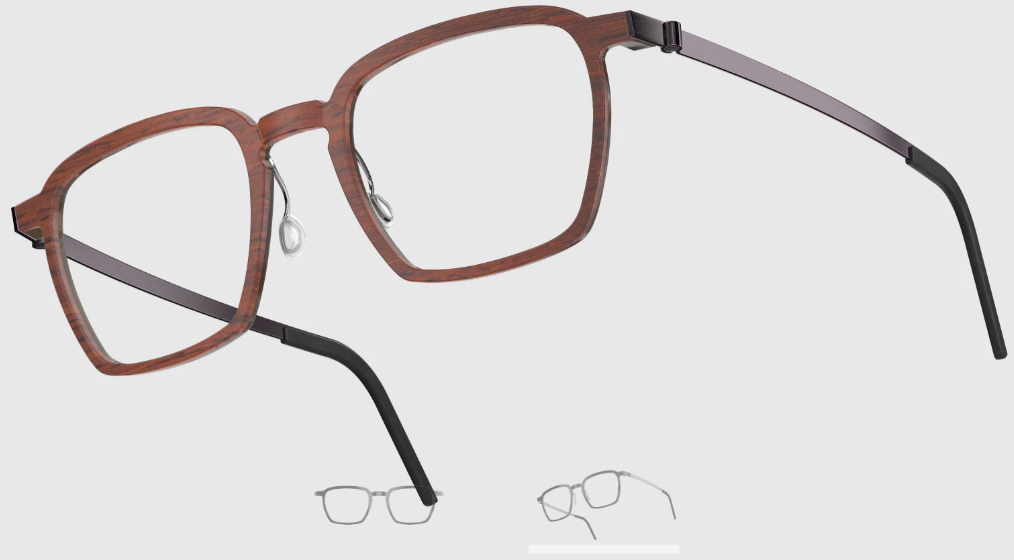 Lindberg Wood and Buffalo Titanium Rectangular Eyeglasses