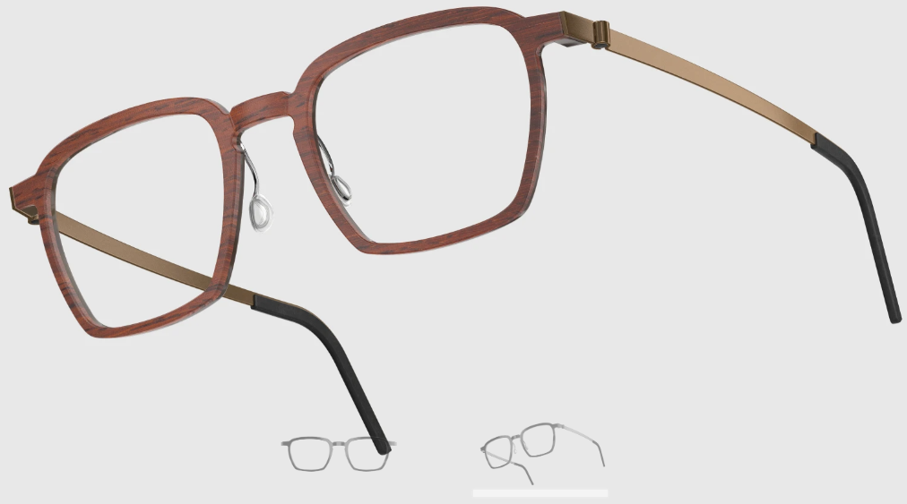 Lindberg Wood and Buffalo Titanium Rectangular Eyeglasses