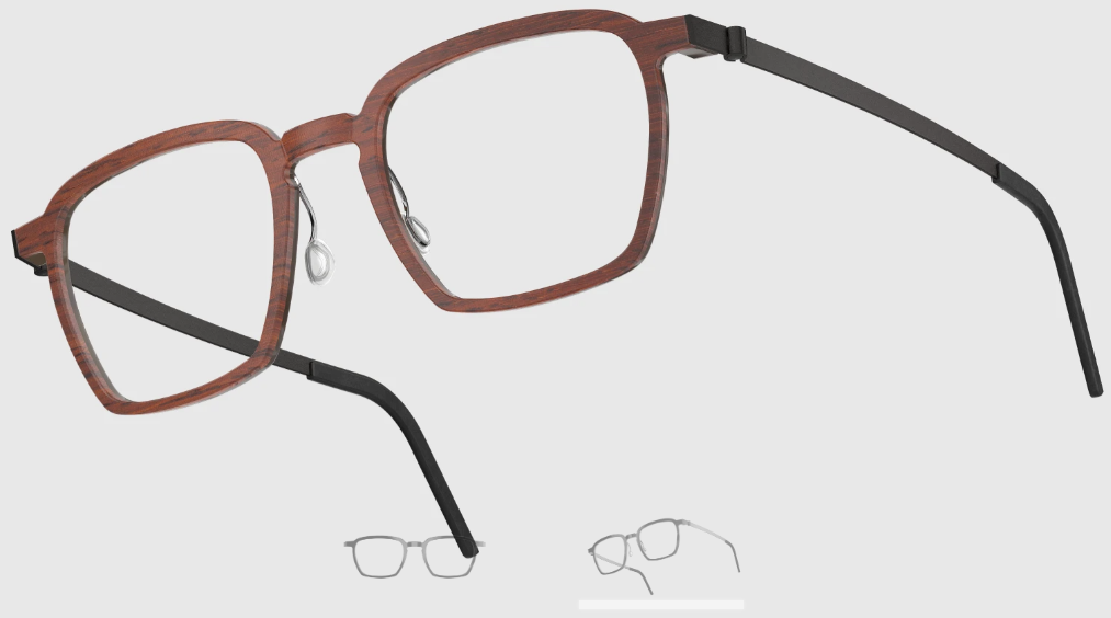 Lindberg Wood and Buffalo Titanium Rectangular Eyeglasses