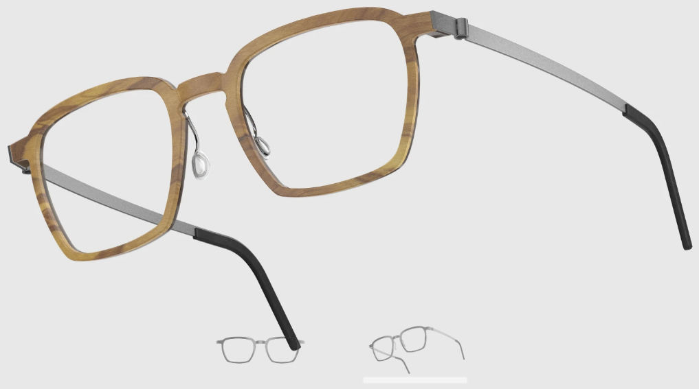 Lindberg Wood and Buffalo Titanium Rectangular Eyeglasses