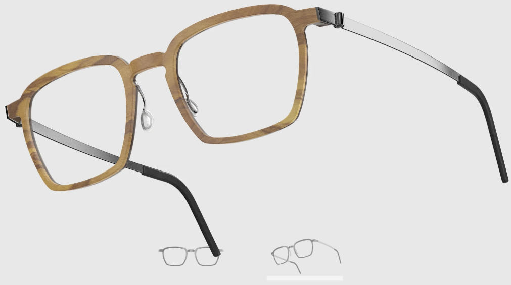 Lindberg Wood and Buffalo Titanium Rectangular Eyeglasses