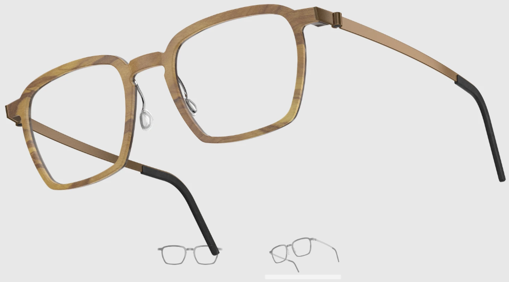 Lindberg Wood and Buffalo Titanium Rectangular Eyeglasses