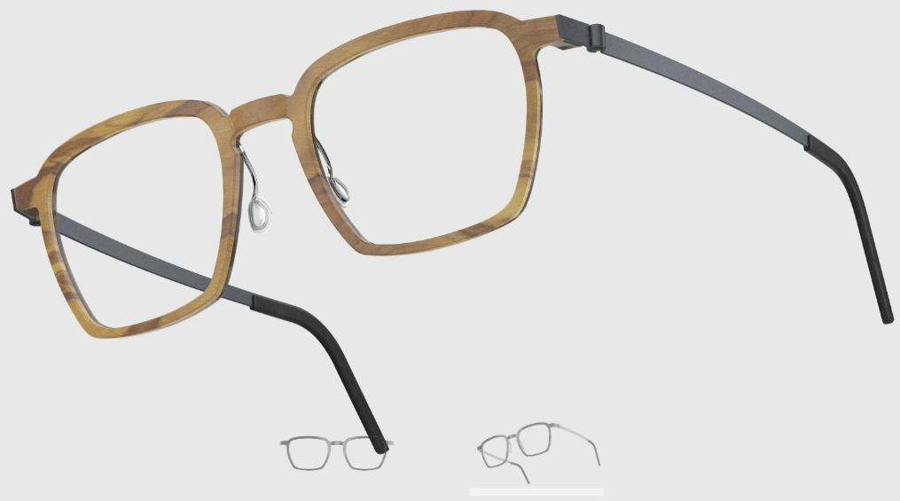 Lindberg Wood and Buffalo Titanium Rectangular Eyeglasses