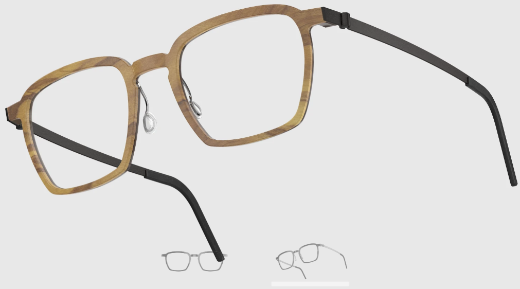 Lindberg Wood and Buffalo Titanium Rectangular Eyeglasses