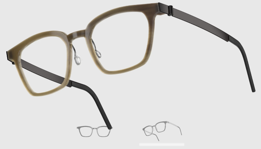 Lindberg Wood and Buffalo Titanium Square Eyeglasses