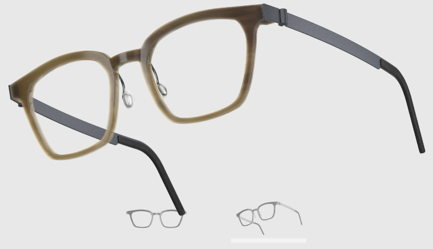 Lindberg Wood and Buffalo Titanium Square Eyeglasses