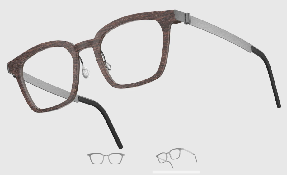 Lindberg Wood and Buffalo Titanium Square Eyeglasses