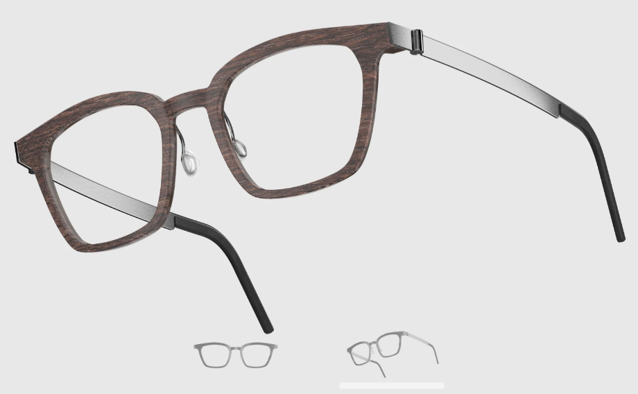 Lindberg Wood and Buffalo Titanium Square Eyeglasses