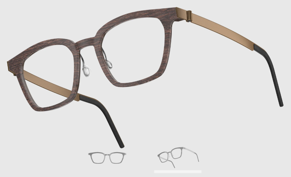 Lindberg Wood and Buffalo Titanium Square Eyeglasses