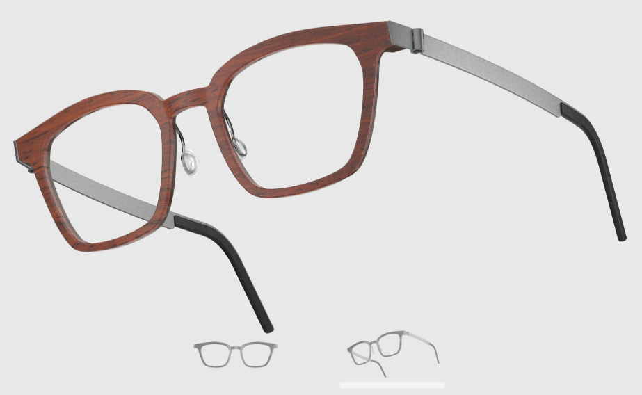 Lindberg Wood and Buffalo Titanium Square Eyeglasses