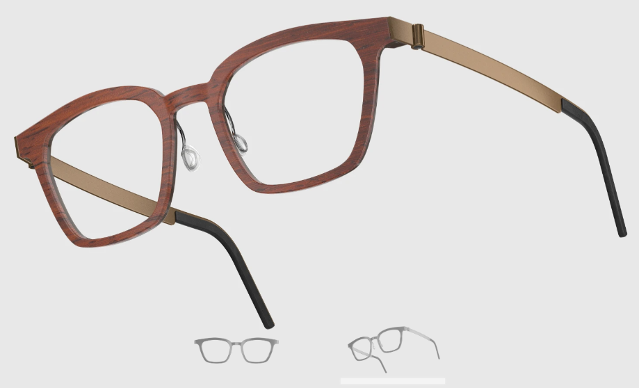 Lindberg Wood and Buffalo Titanium Square Eyeglasses