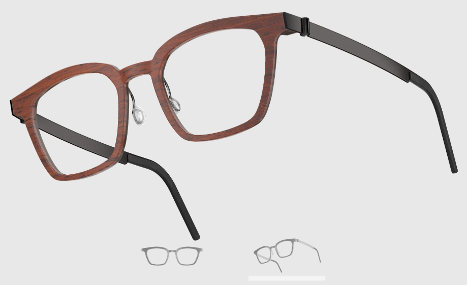 Lindberg Wood and Buffalo Titanium Square Eyeglasses