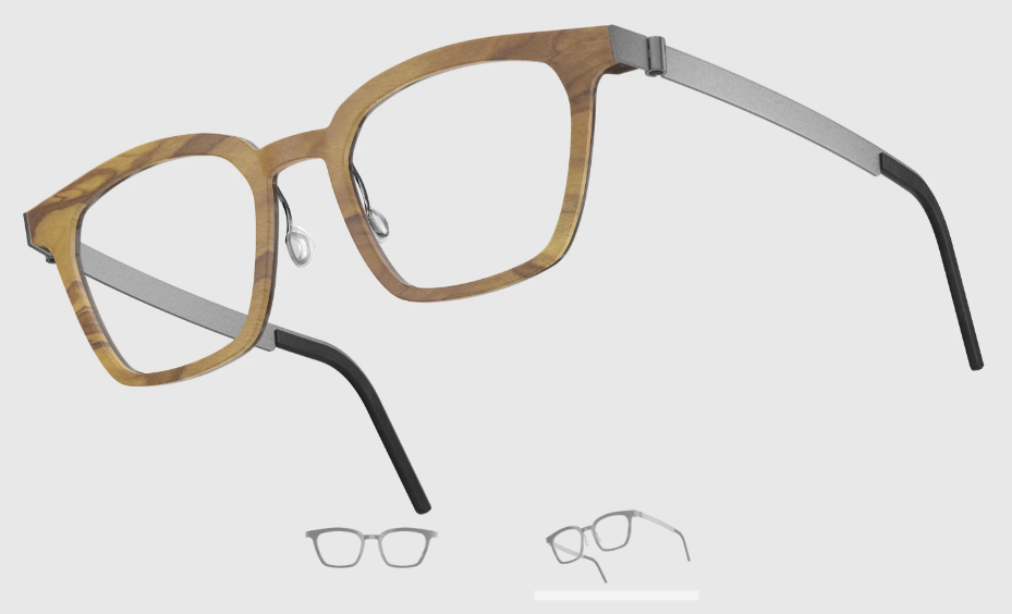 Lindberg Wood and Buffalo Titanium Square Eyeglasses